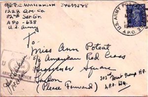 United States A.P.O.'s Great Britain 2 1/2d KGVI 1944 U.S. Army Postal Servic...