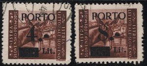 YUGOSLAVIA Istria & Slovene Coast (Zone B) Sc J4-5 Used postage dues VF
