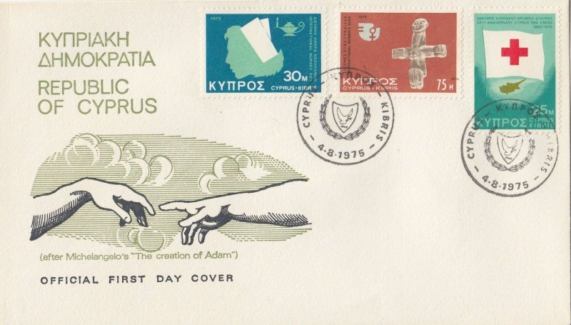 Cyprus Scott 439-41 FDC - Red Cross Cyprus, 25th Anniv.