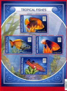 A2093 - MALDIVES, ERROR: MISPERF, MINIATURE S - 2018, Tropical Fish, Marine Life