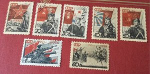 RUSSIA YR 1938,SC 629-35,MI 588-94,USED-UNUSED,RED ARMY ANNIVERSARY