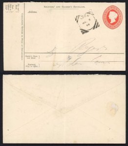 Aden 1888 Indian 9p pre-paid Soldiers and Seamens Envelope