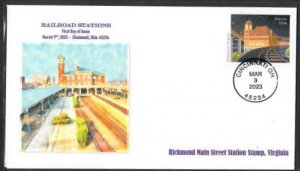 5759-FDC-63c Railroad Stations-Richmond,VA-Wally Jr Cachet-23-M-102-Bullseye