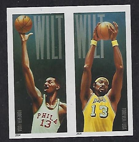 Modern Imperforate Stamps Catalog # 4950 51b Pair Wilt Chamberlain Basketball