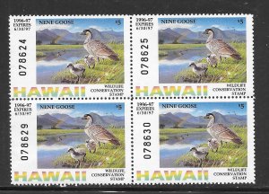 Hawaii 1996 MNH Wildlife Conservations Stamp Nene Goose Block of 4