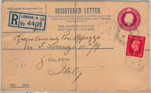 42203  GB  - POSTAL HISTORY:   STATIONERY REGISTERED LETTER Michel # EU 42B 1939