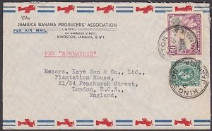 JAMAICA 1939 6½d rate cover Kingston to UK 'Per Normandie'.................A1432