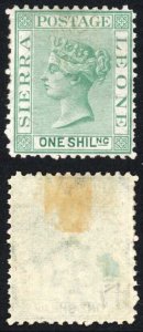 Sierra Leone SG10 1/- Perf 12.5 Wmk CC Sideways M/M Cat 600 pounds