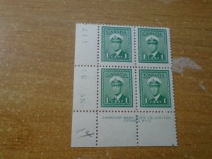 Canada  #   249  LL  #  31  Plate  Block  MH