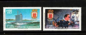 Chile 1992 Sc#1014/1015 SUBMARINE FORCES Set (2) MNH