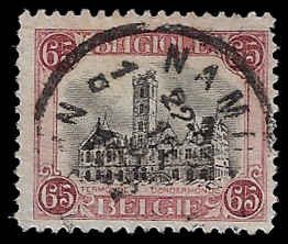 Belgium #139 Used; 65c Town Hall at Termonde (1920)