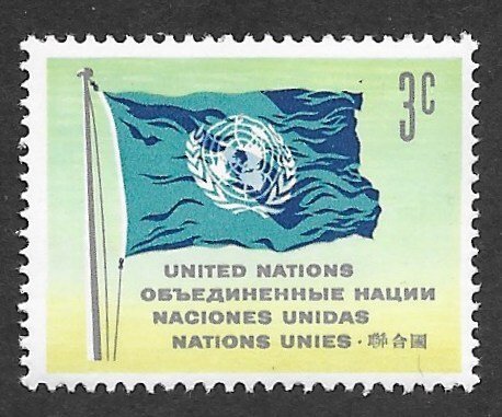 UN-NY # 105   3c Flag   Definitive 1962       (4)    Mint NH