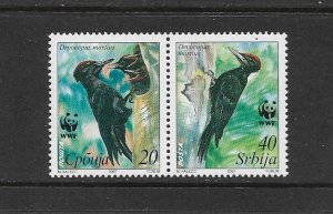 BIRDS - SERBIA #381 PAIR  WWF  MNH