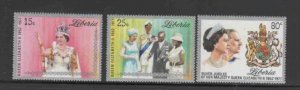 LIBERIA #788-790 1977 REIGN OF QEII 25TH ANNIV. MINT VF NH O.G bb