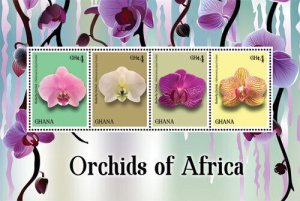 Ghana 2014 - Butterfly Orchids of Africa - Sheet of 4 stamps - Scott #2780 - MNH