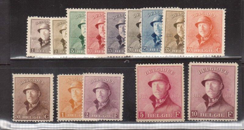 Belgium #124 - #137 VF Mint Set