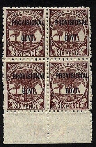 SAMOA 1899 Provisional Govt 6d fine mint block of 4........................24557