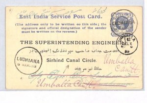INDIA QV Stationery Card Ludhiana *SIRHIND CANAL CIRCLE* Umbatla 1888 PJ332