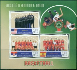 2016 BASKETBALL RIO DE JANEIRO MINIATURE SHEET USA SERBIA SPAIN SPORT 400404