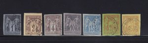 French Colonies Scott # 38 - 43 , 45 VF used nice color scv $ 185 ! see pic !