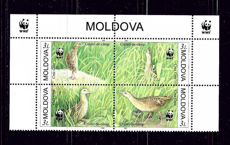 Moldova 370 MNH 2001 W.W.F. block of 4