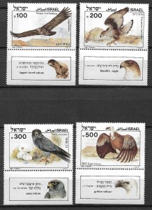 1985 Israel 896-9 with tabs Birds of Prey MNH C/S of 4