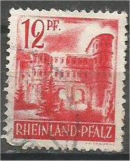 RHINE PALATINATE, 1948, used 12pf, Porta Nigra Scott 6N20