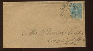 Confederate States 2 Used on Cover SAVANNAH TO COVINGTON GA LV5021