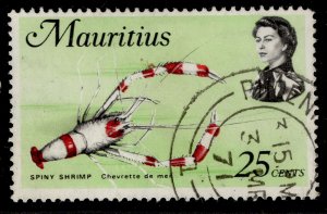 MAURITIUS QEII SG389, 1969 25c red, black & pale apple-green, FINE USED. 