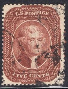 US Stamp Scott #28 Red Brown USED SCV $1100