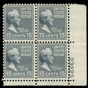 US #820 PLATE BLOCK, VF mint never hinged, Perfectly Centered,   SUPER DEEP C...