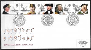 1982 Great Britain 991-5 Naval Leaders C/S of 5 FDC