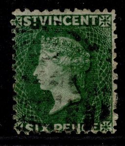 ST. VINCENT QV SG30, 6d bright green, FINE USED. Cat £70.