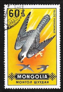 Mongolia 587: 60m Peregrine Falcon (Falco peregrinus), CTO, VF