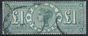 GB 1891 £1 green sg212 fine used, rich colour