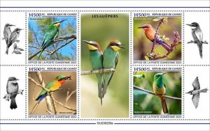 Guinea - 2023 Bee-eater Birds Blue-cheeked - 4 Stamp Sheet - GU230220a