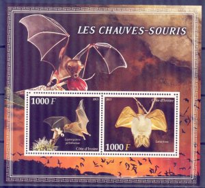 Ivory Coast 2013 Animals Bats Sheet MNH