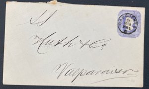 1884 Cauquenes Chile Postal Stationery Cover To Valparaiso