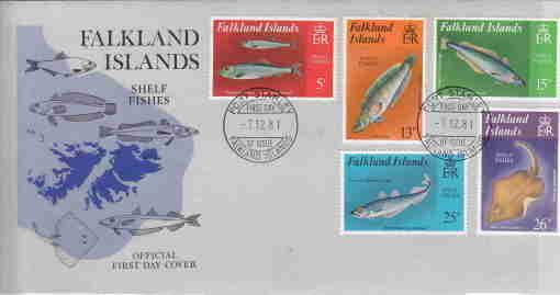 FALKLAND ISLANDS FDC SHELL FISHES AAD8173