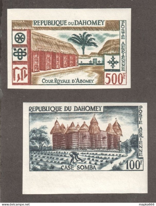 Fr454 Imperf 1960 Dahomey Air Mail Architecture Michel #173-4 2St Mnh
