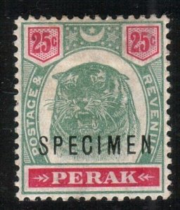 MALAYA PERAK 1895 25c Tiger optd SPECIMEN fine mint SG73...................10505 