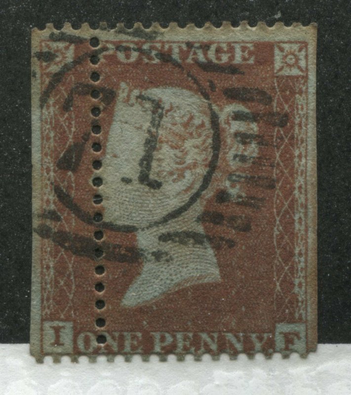 1854 1d Red Star lettered IF SG 17 choice example misperfed