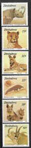 ZIMBABWE 1989 ENDANGERED SPECIES SET Scott Nos. 594-599 MNH