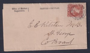 Canada, Scott 22 (SG 55), 1868 Printed Circular Medical Registration cover