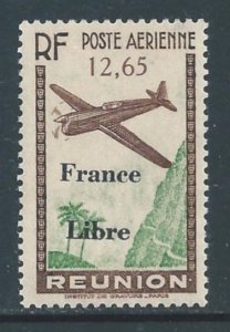 Reunion #C17 NH 12.65fr Airplane Issue Ovptd. France Libre