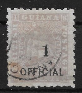 BRITISH GUIANA SG153 1881 1c ON 12c BROWNISH-PURPLE OFFICIAL STAMP USED