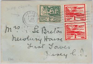 42241 - GB Jersey - POSTAL HISTORY:  Michel # 3Y x1 + 4Y x 2  on FDC COVER - 19