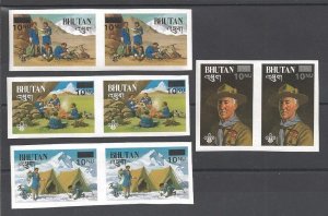 1985 Bhutan Boy Scouts BadenPowell revalued Provisional surcharge IMP pairs