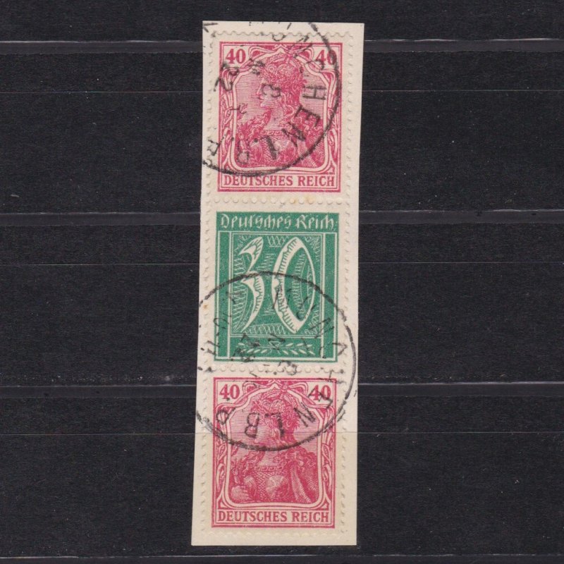 GERMANY 1921, Mi# S30, CV €500, Definitive combination from booklet, Sign, Used