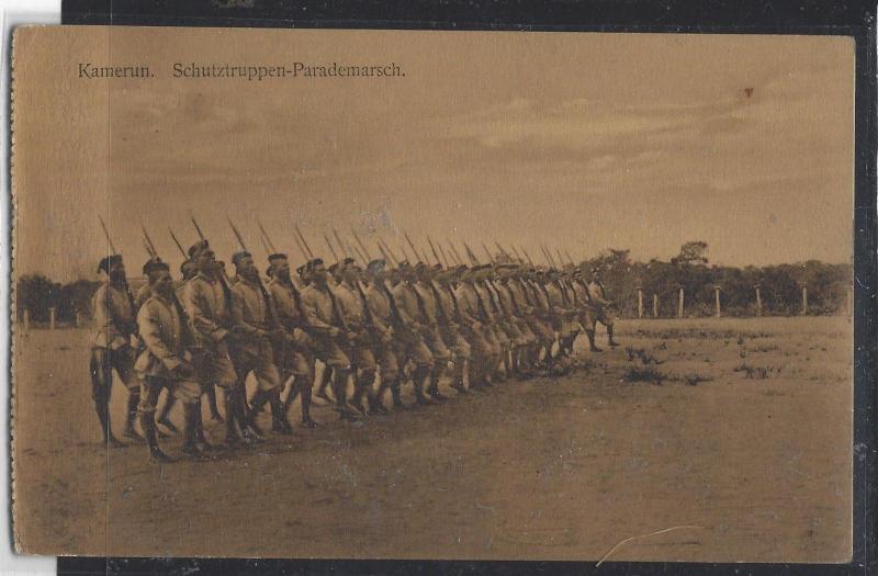 GERMAN CAMEROUN (P1809B) 1912   5PF ON PC TO GERMANY SOLDIERS GERMAN IN PICTURE